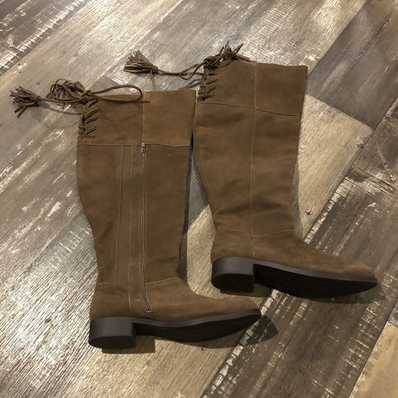 Torrid Women's Brown Over The Knee Stretch Suede Boots 12 Wide Calves - Picture 4 of 6